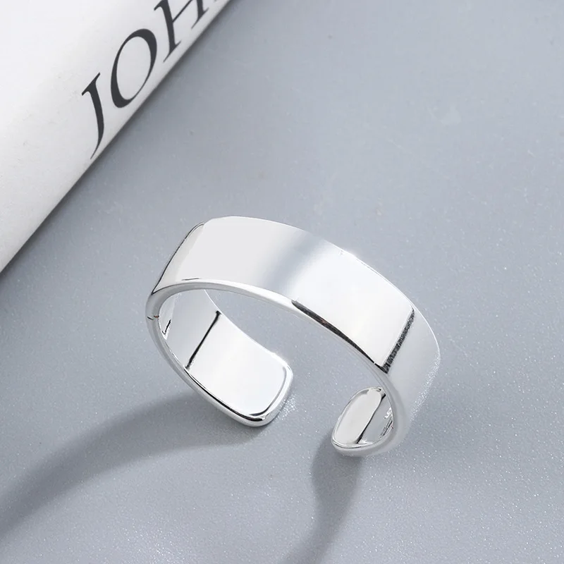 New Simple Creative Smooth 925 Sterling Silver Jewelry Temperament Round Inisex Fashion Popular Opening Rings R175
