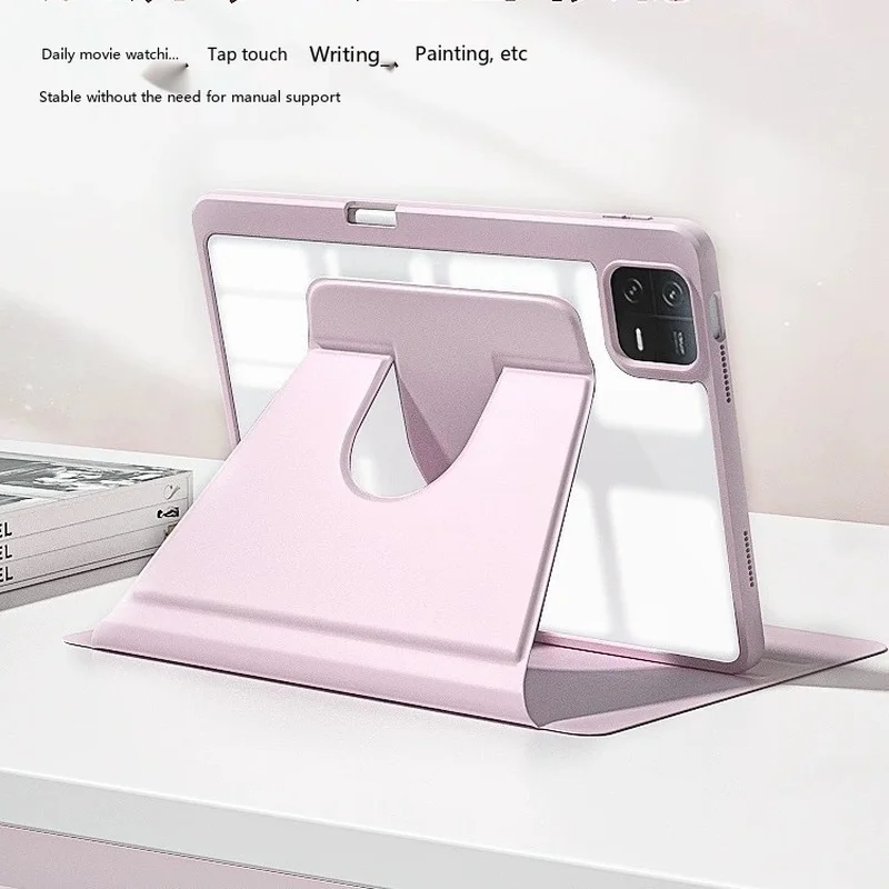 For Xiaomi Pad Redmi Pad 12.4 12.1 11 10.6 9.7 Inch Acrylic 720 Rotating Shockproof Sleep Wake Cover Case