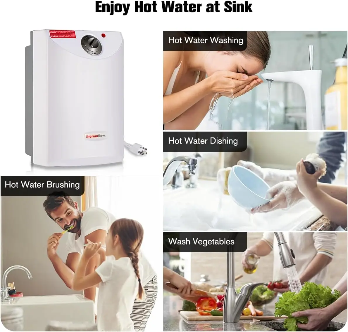 Electric Mini Tank Water Heater, 4.0 Gallon 120V Corded Under Sink Small Hot Water Heater for Point of Use Instant Hot Water