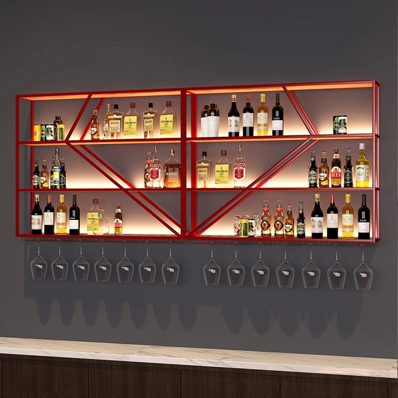 #@Creative Display Rack Restaurant Home Use Wine Glass Goblet Holder Industrial Style Antique Iron Art Wall-Mounted Wine