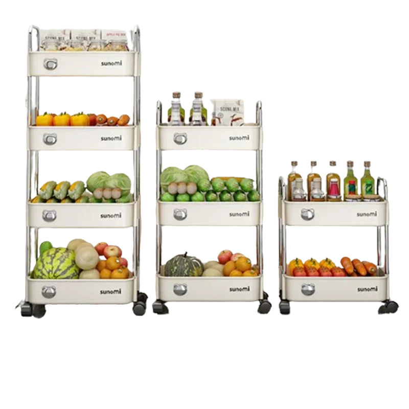 Cestas prácticas, carrito de cocina para verduras, estante pequeño, carrito de cocina de almacenamiento, Carrito Con Ruedas multicapa
