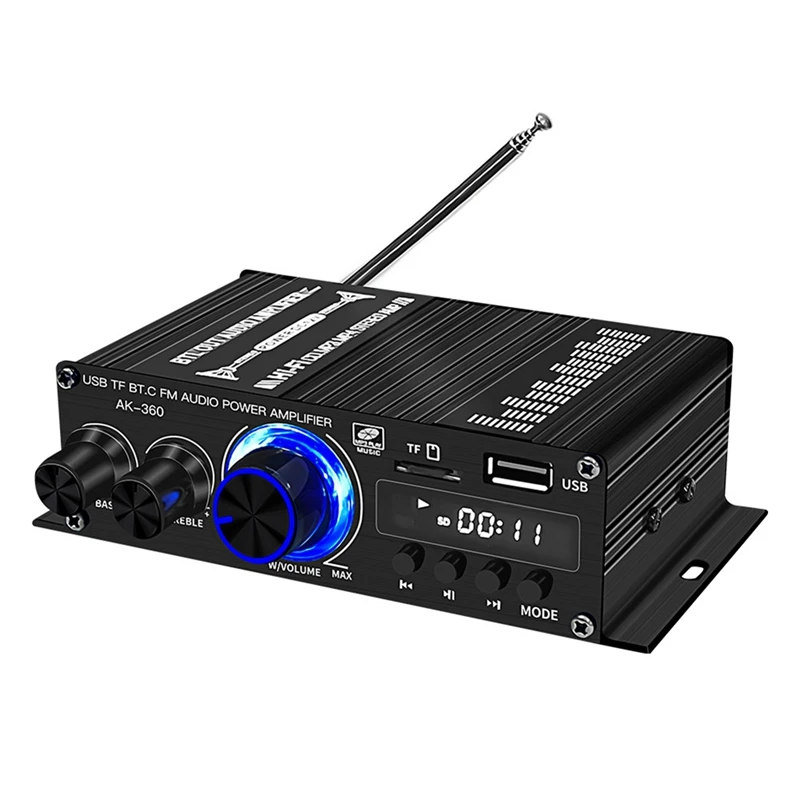 New AK360 Stereo Car Home Amplifier USB Lossless Playback Radio Amplifier 5.0 Bluetooth HIFI Sound Amplifier