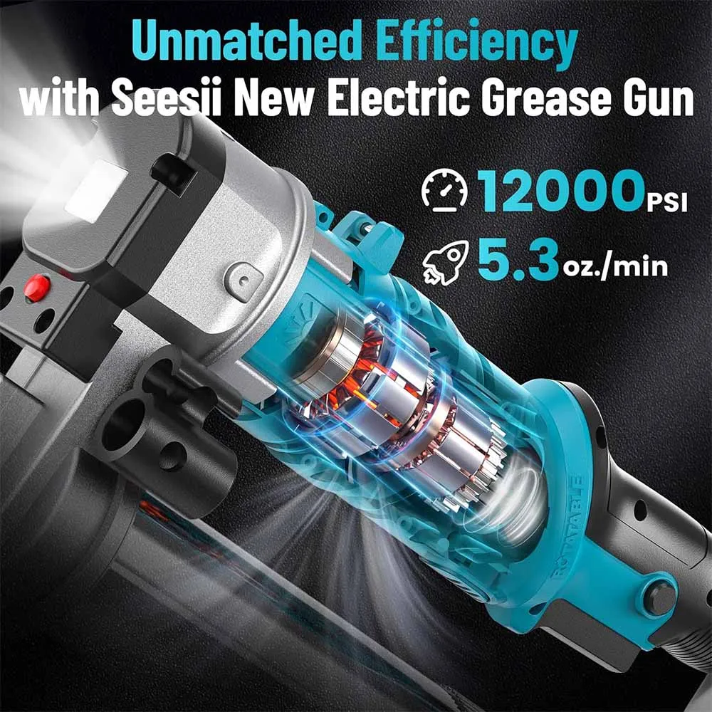 12000PSI Electric Grease Gun Kit 5.3oz/min Injector Fat Machine Electric Grease Gun Hardware For Makita 18V Battery