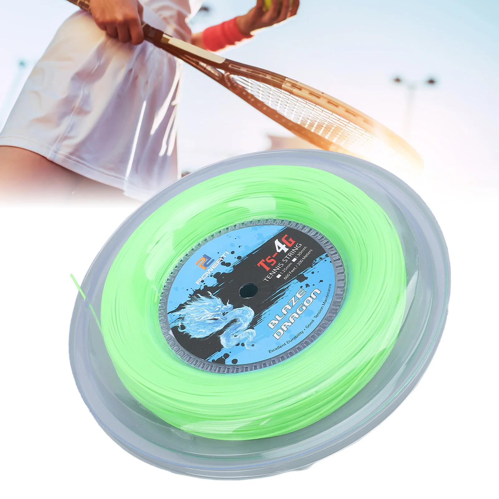 Polyester Tennis String Tennis String Polyester 200m Reel Tennis Racket String for Training Fluorescent Green Tennis String Reel