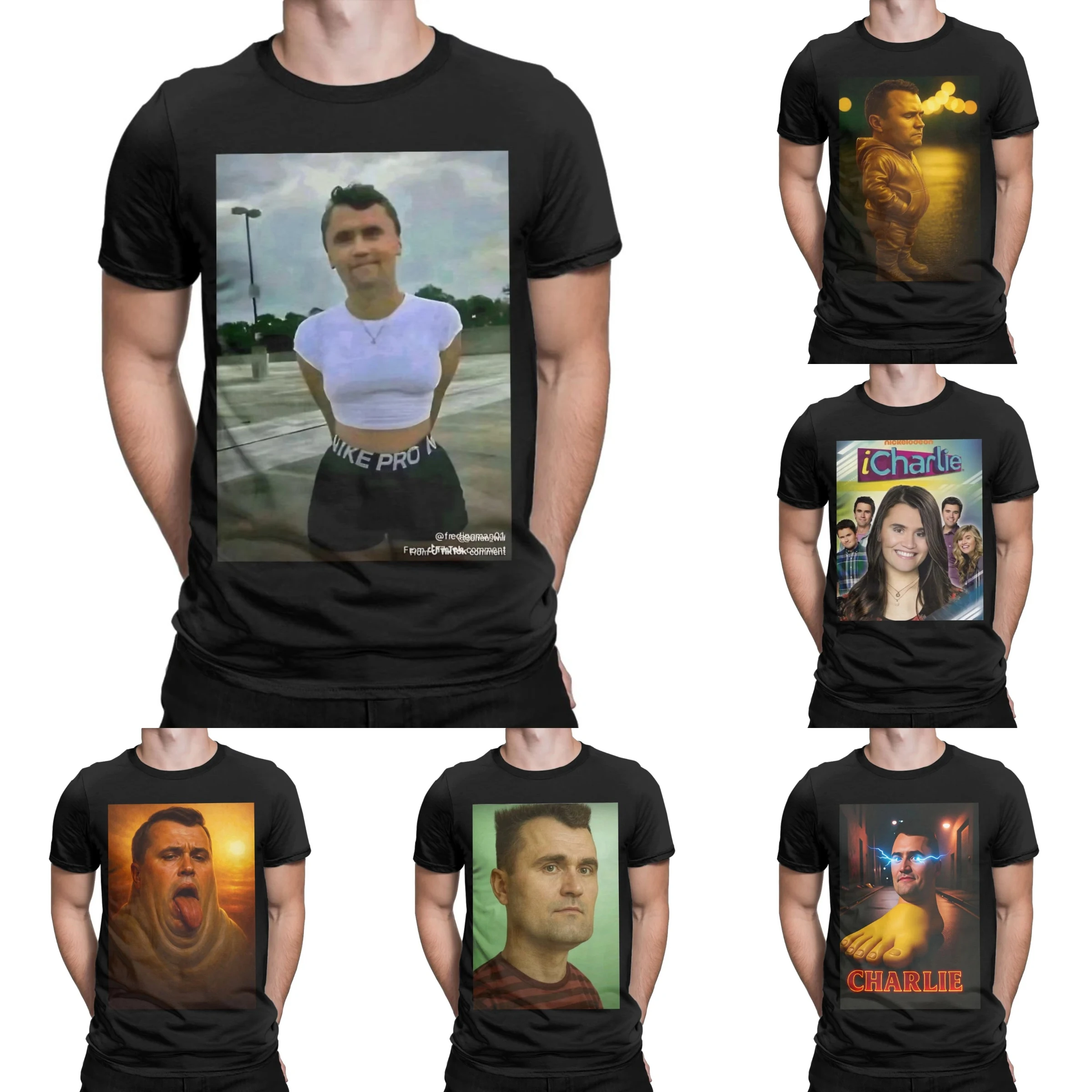 Men Women's Charlie Kirk as Sophie Rain T Shirts  Pure Cotton Clothing Funny Short Sleeve Crew Neck Tee Shirt 4XL 5XL T-Shirts