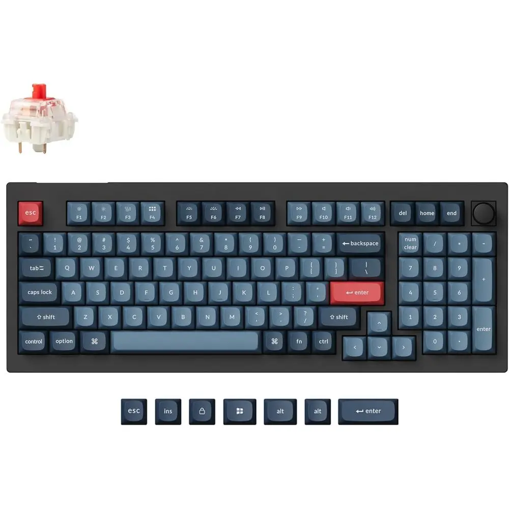 96% Layout Mechanical Gaming Keyboard with Number Pad, RGB Backlit, Hot-Swappable Gateron Red Switch, QMK/VIA, 2.4GHz/Bluetooth