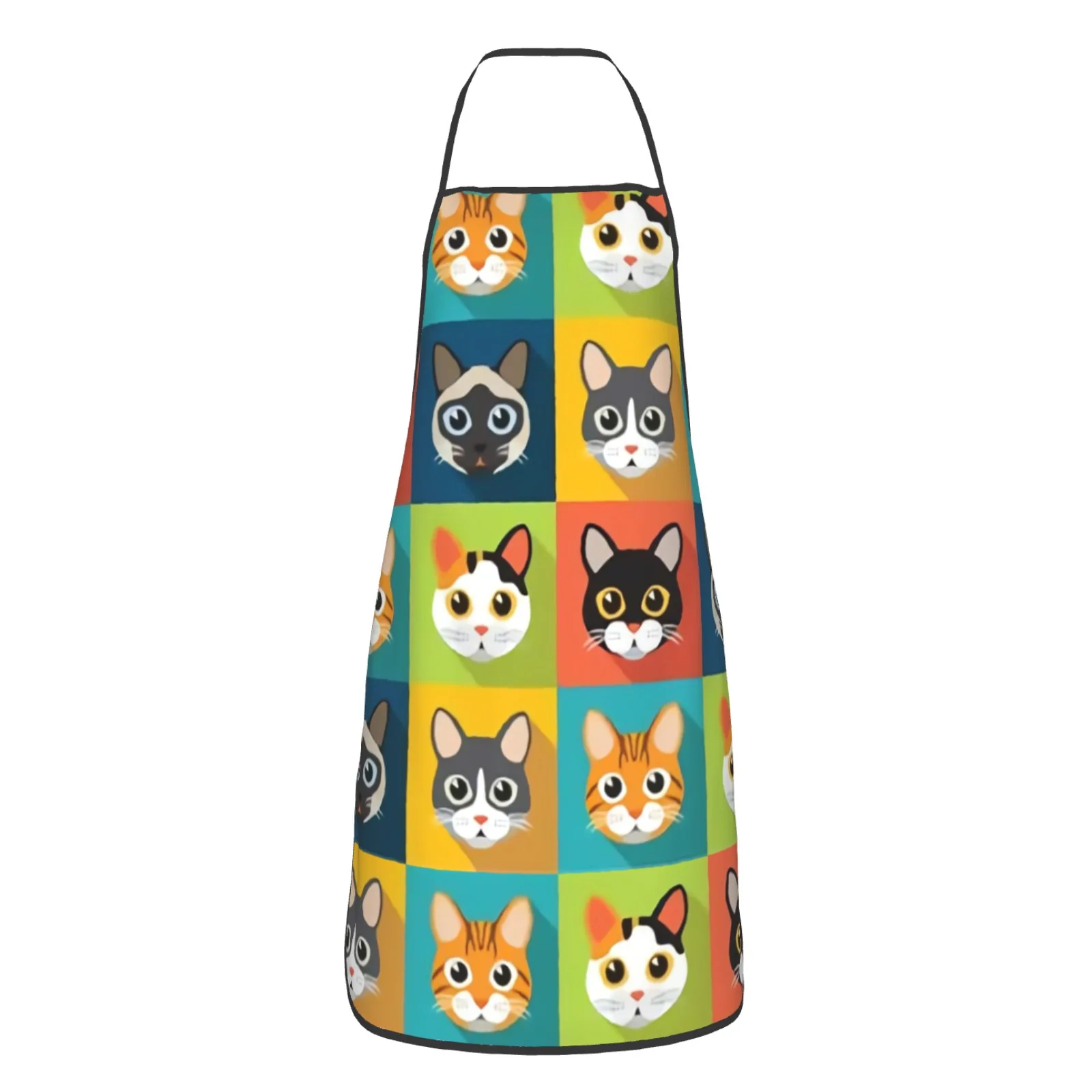 Cute Cat Polyester locking hem Apron Home Cooking Baking Kitchen Colorful Apron Cartoon Cat Cartoon Cat