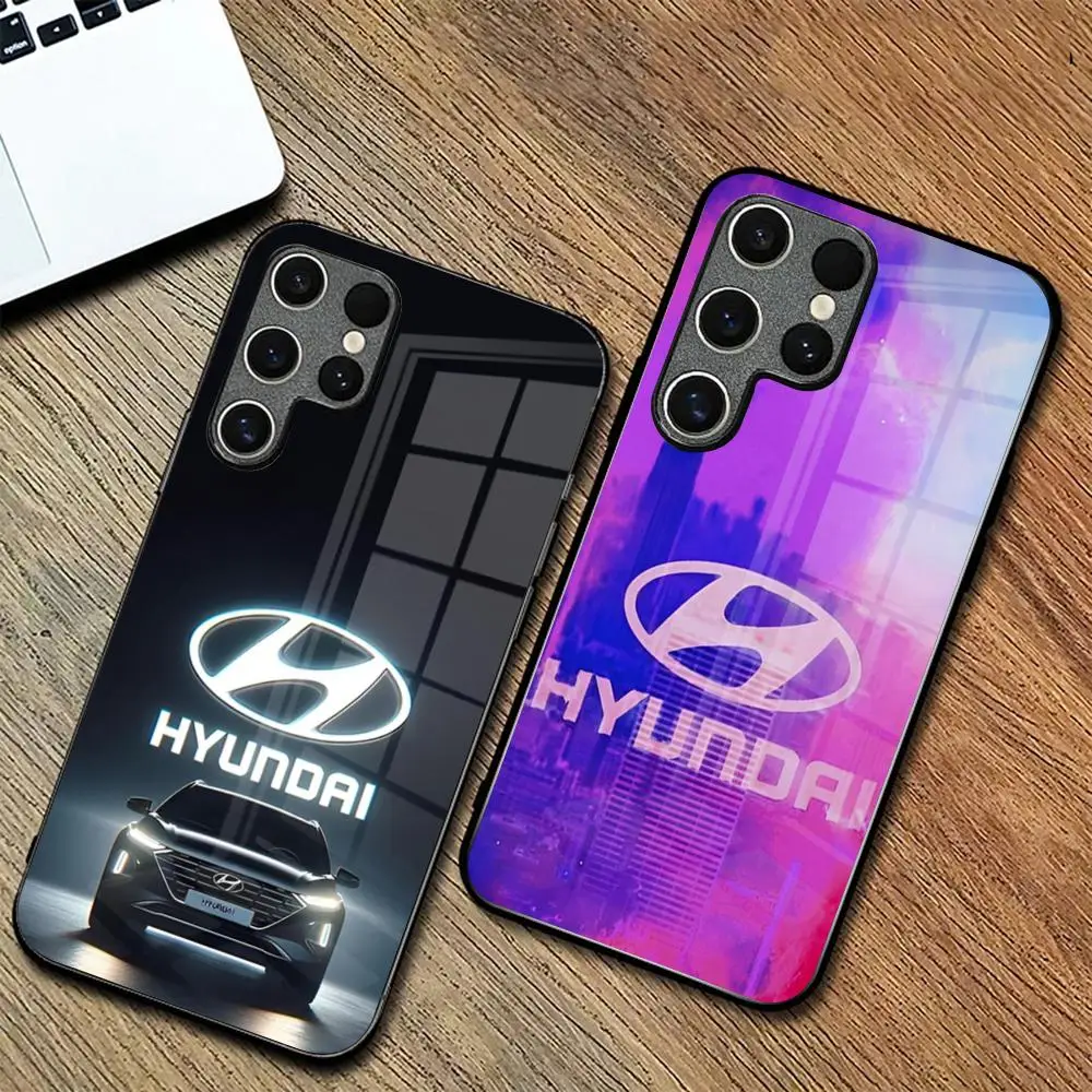 The Car H-Hyundais Logo MAISTO Phone Case Glass Phone Case For Samsung Galaxy A15 A25 A35 A55 A14 A54 A13 A33 A16