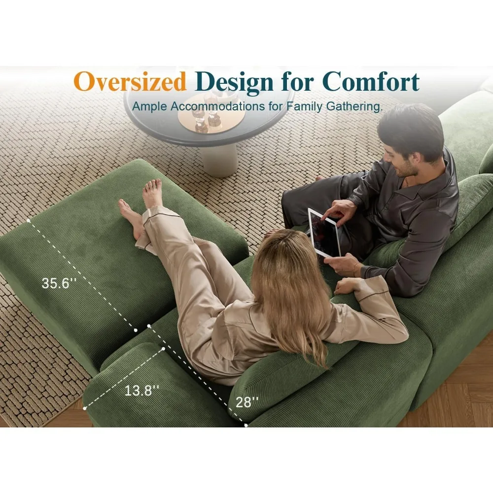 أرائك كبيرة الحجم بدون عظم لغرفة المعيشة، أريكة خضراء على شكل حرف V مكونة من 7 مقاعد، أريكة مقطعية من القطيفة على شكل سروال قصير