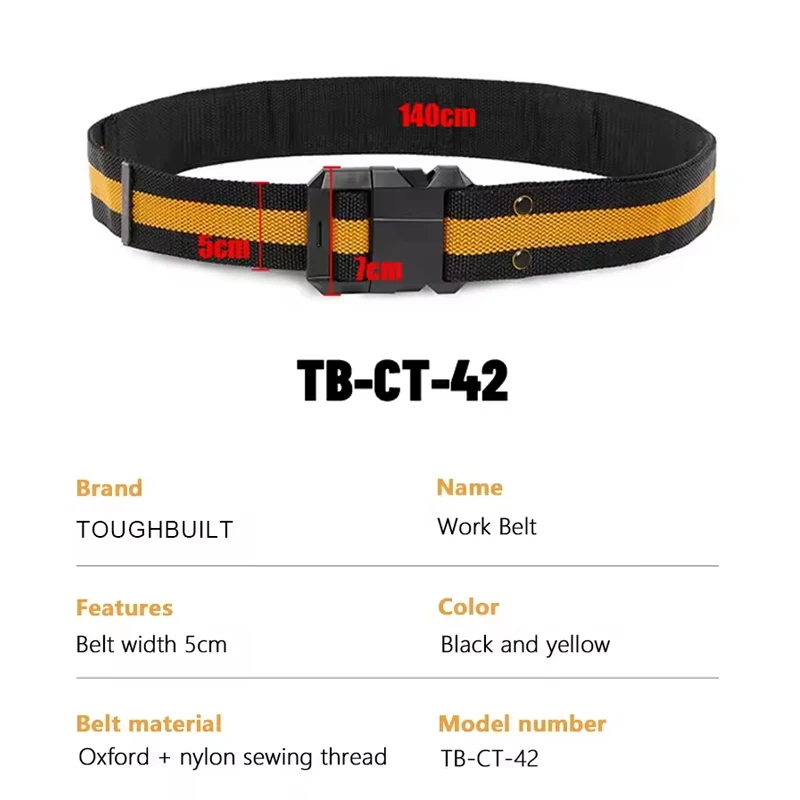 TOUGHBUILT TB-CT-42 Tool Belt Adjustable Buckle Quick-hanging Construction Belt Toughbuilt Compact Belt Tool Accessories