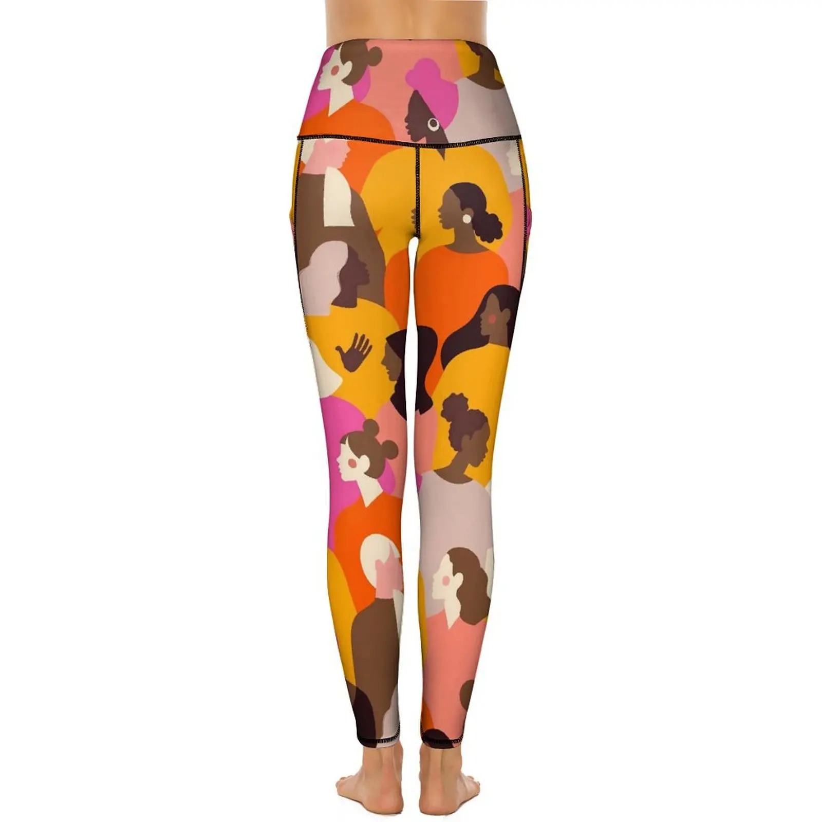 Leggings de personaje para mujer, pantalones de Yoga para correr con caras diversas, mallas deportivas elásticas de cintura alta con bolsillos, Leggi de diseño bonito