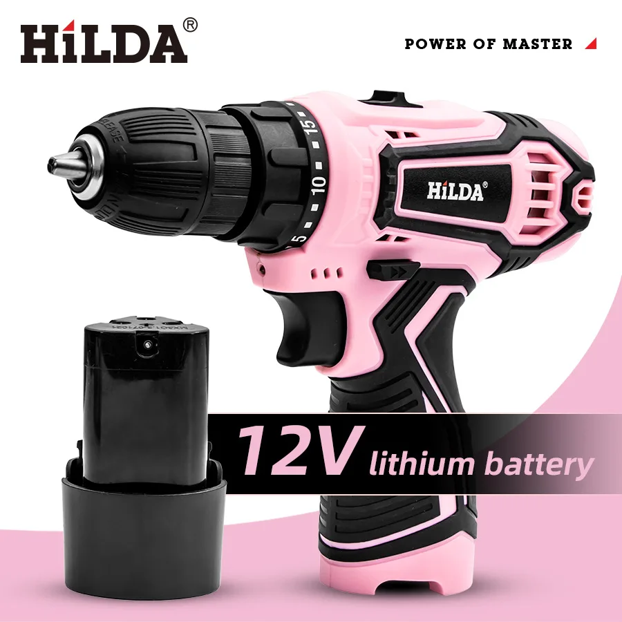 HILDA charging percussion drill lithium battery 12 v flashlight gun drill electric screwdriver household hardware