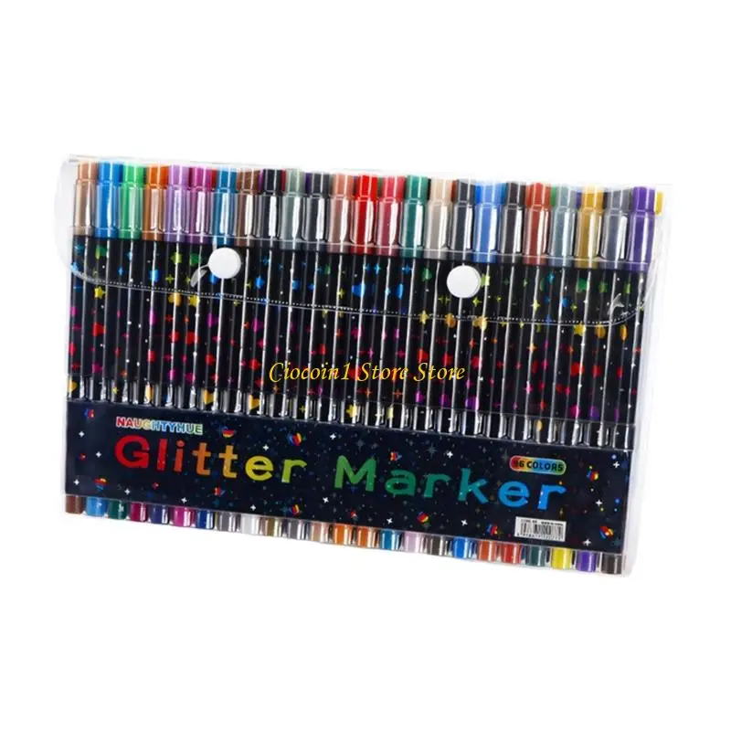 Plastic Glitter Brush Tip Marker Set for Drawing, Journaling and Handmade Crafts, Double Ended Art Markers for Students and Hobb