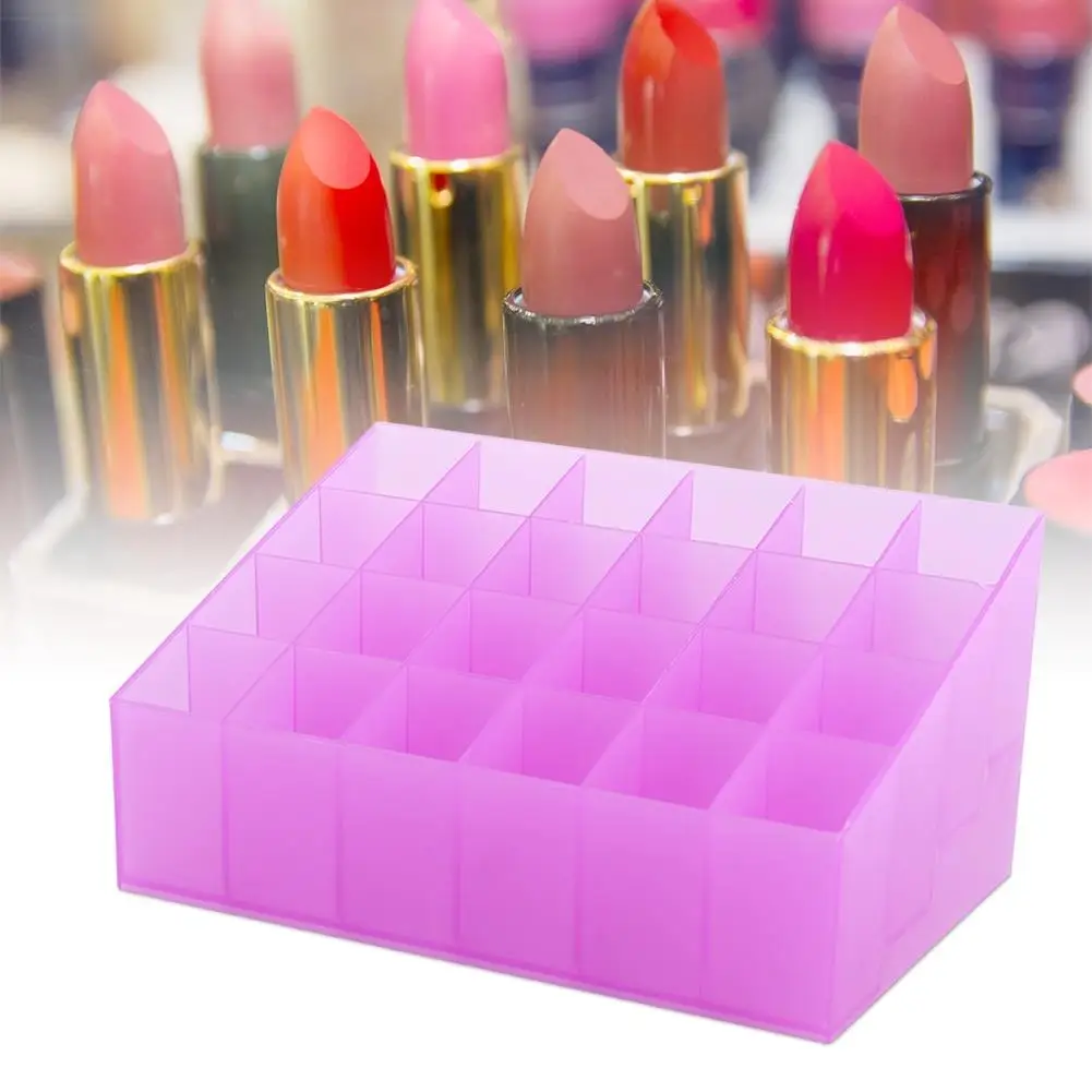 24 Grids Acrylic Cosmetic Makeup Organizer Storage Box Jewelry Lipstick Display Stand White Purple Color