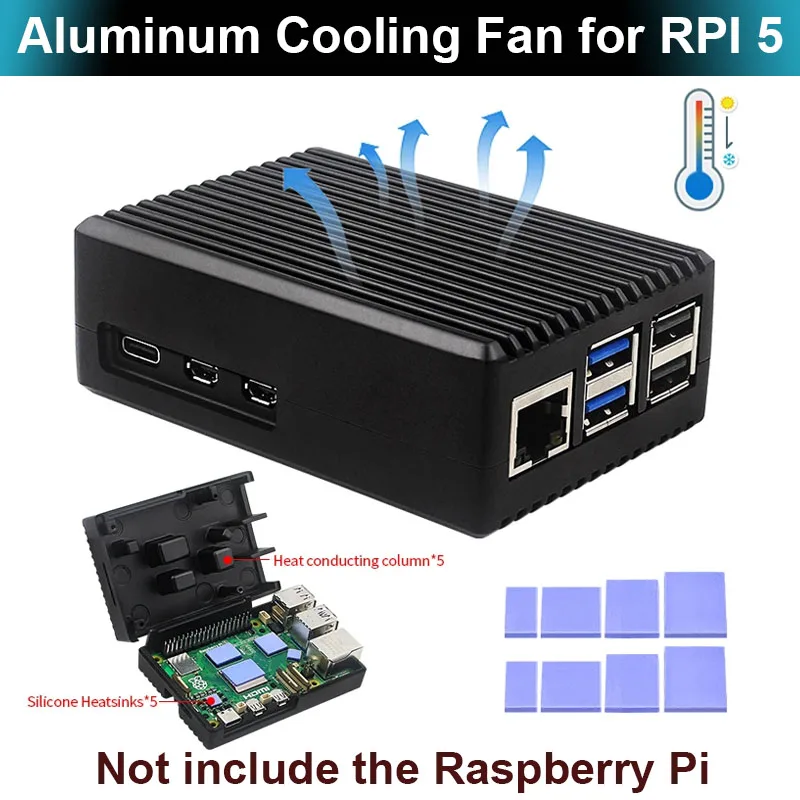 

Корпус из алюминиевого сплава для Raspberry Pi 5 с пассивным охлаждением