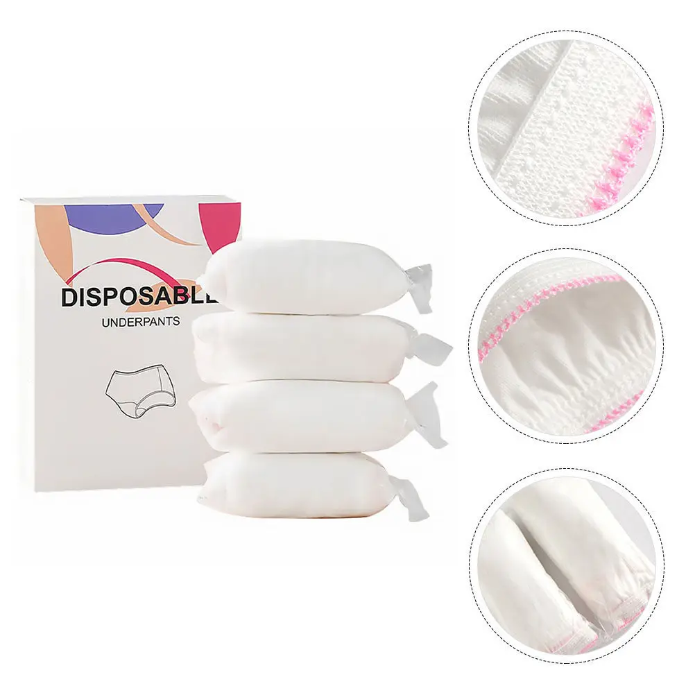 4Pcs Disposable Pregnancy Underwear Breathable Cotton Soft Comfortable Portable Elastic Women Panties Travel Use
