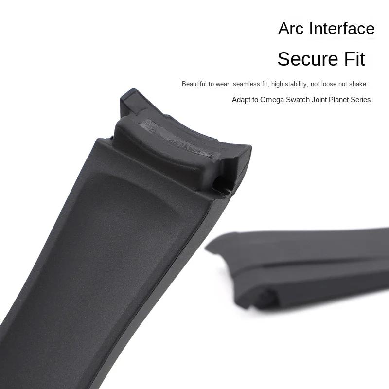 Correa de reloj curvada FKM de 20 mm para correa de reloj Omega x Swath Moothswatch estilo CTS para hombre y mujer