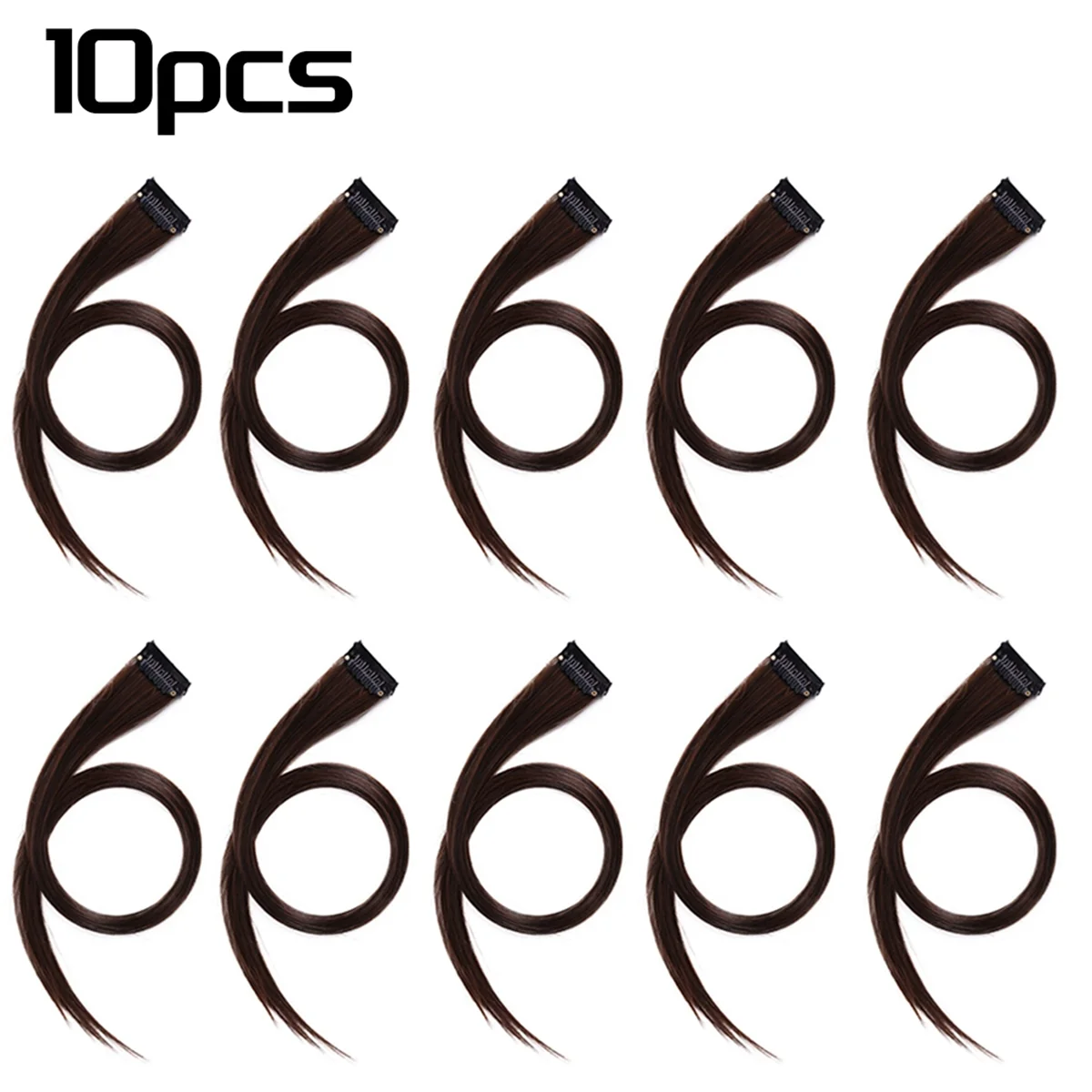 Arco-íris destaque Hairpin extensão do cabelo, clipe reto longo, trimmable para a menina, cabelo falso, 10pcs