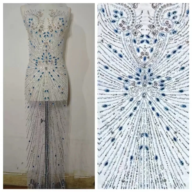 New DIY Craft Fabric Heavy Duty Type With Glass Rhinestones Beads Tube Embroidery Sequins For Wedding Dress Cheongsam Decor