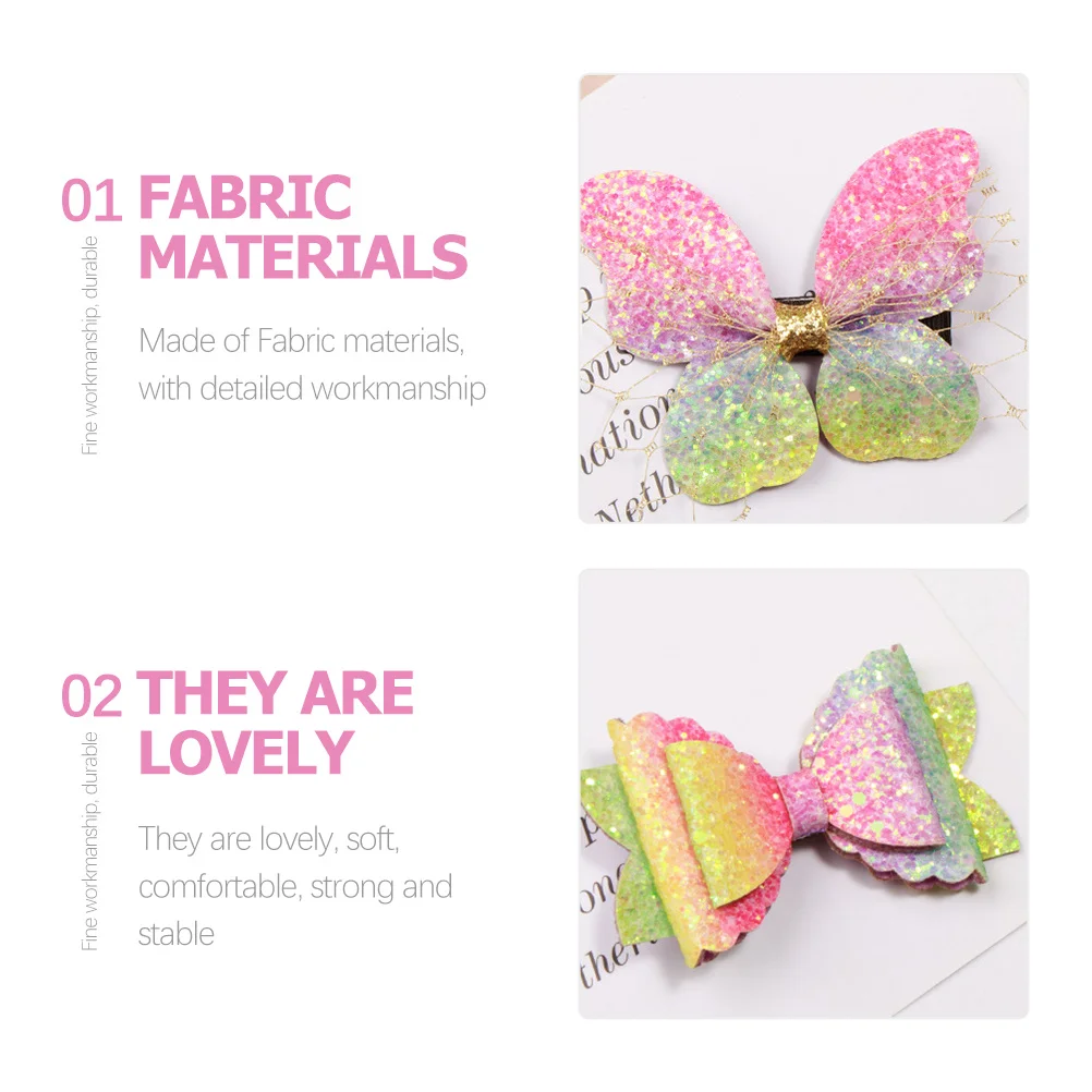 4 قطع من مشابك شعر الأطفال على الطراز القديم على شكل فيونكة وفراشات ودبابيس شعر صغيرة هدية عيد ميلاد وإكسسوارات شعر للفتيات الصغيرات