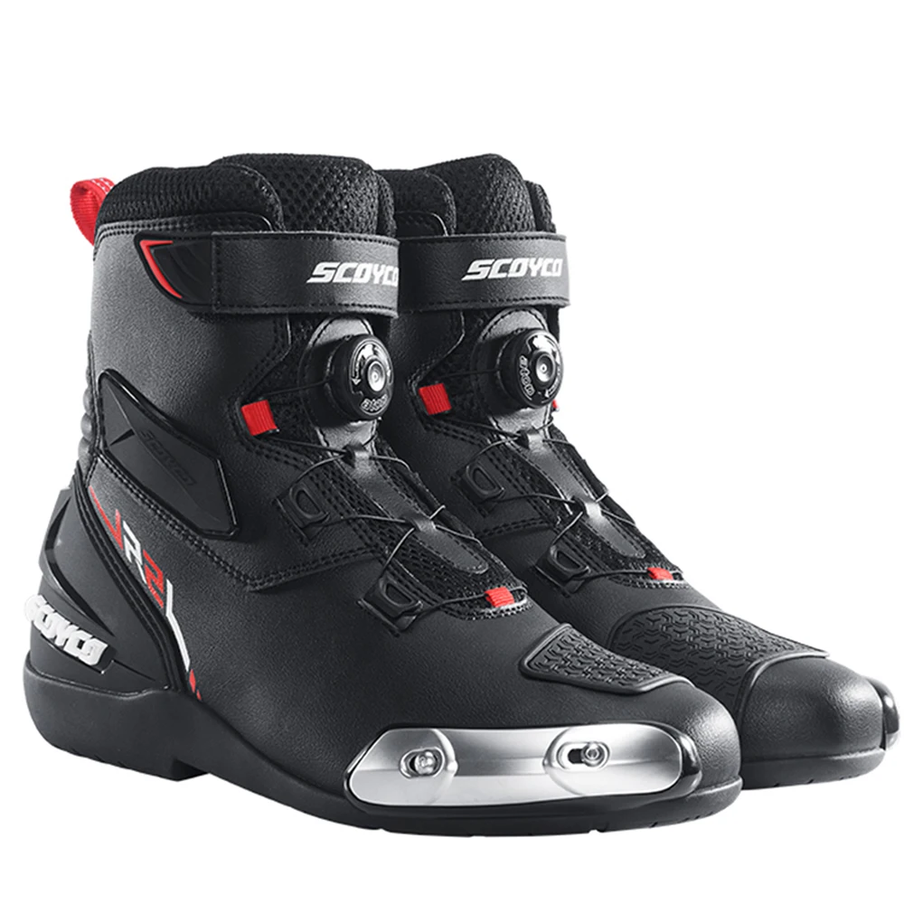 SCOYCO Studded Boots TPU Motorboats Wear-resisting Motorcycle Boots Man Racing Motorcycle Men Motocross Boots 39-46