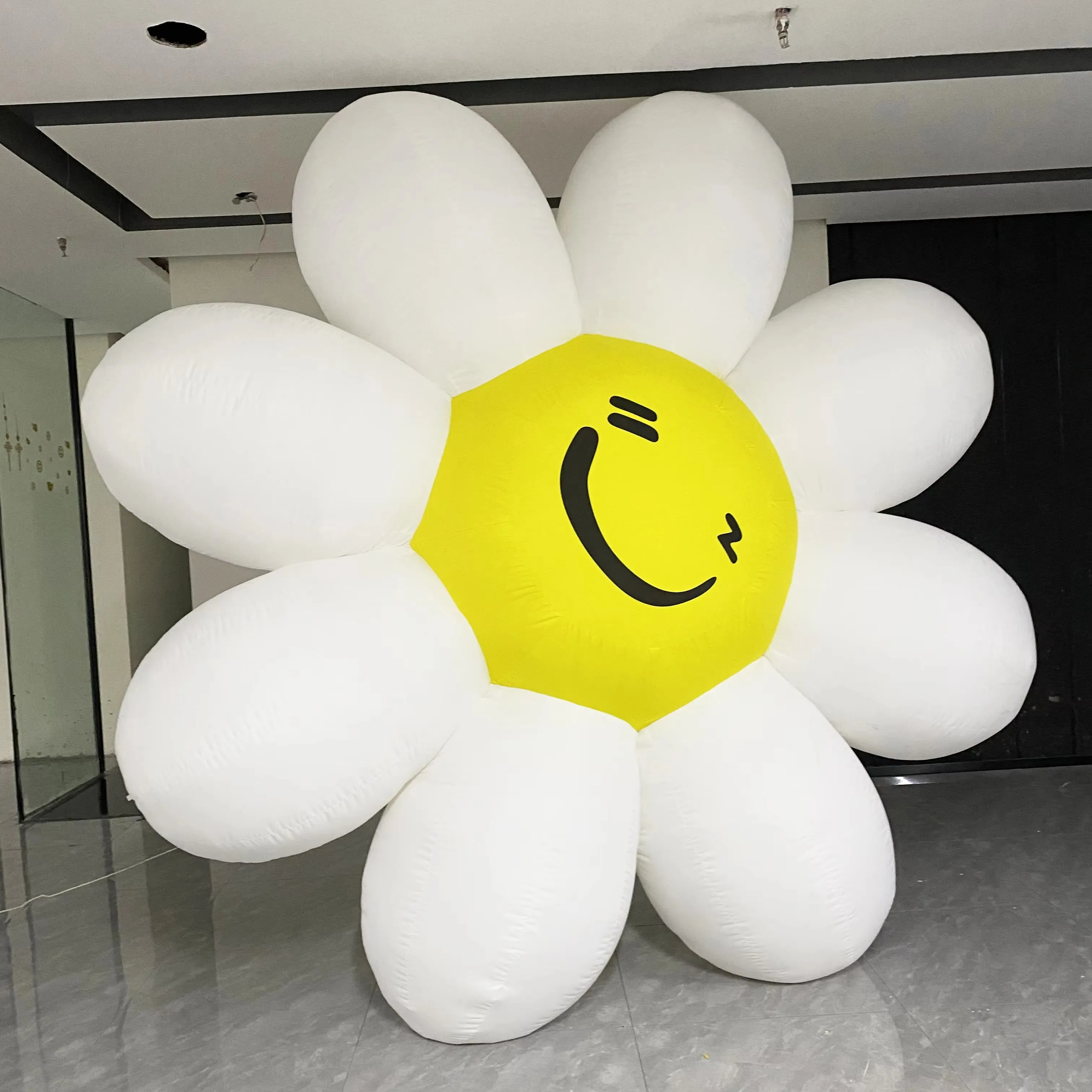 Giant Inflatable Cartoon Smiley Sunflower Air Blow Daisy Flower Balloon Outdoor Wedding Stage Decor Event Advertising Props