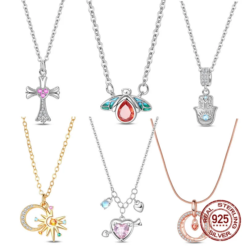 

Новинка 2025, 100% стерлинговое серебро 925 пробы, женское ожерелье с крестом-светлячком, подарок на день Святого Валентина, годовщину, помолвку