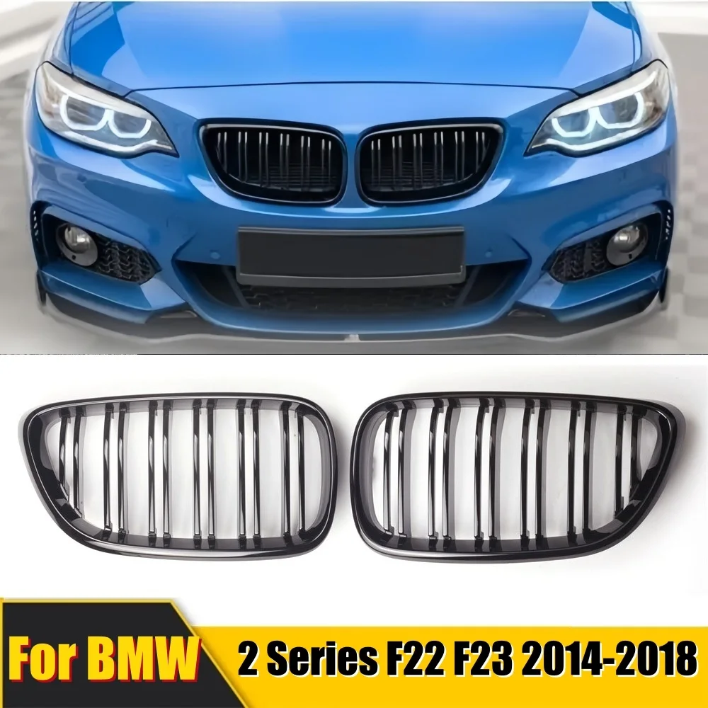 

Car Front Kidney Grille Racing Grill Gloss Black Dual Line Grills For BMW 2 Series F22 F23 F87 M2 2014-2018 Accessories Tuning