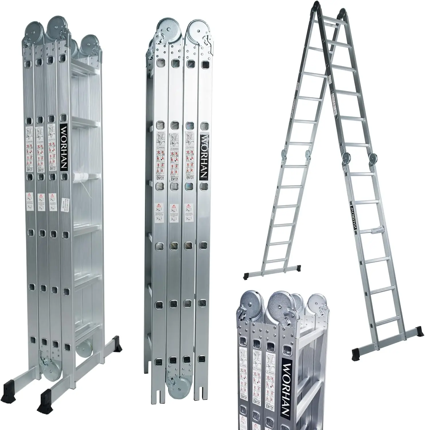 6,7 Meter Aluminiumleiter mit Vielseitiger Nutzung, Stabile Standleiter aus Leichtem Material, Höhenverstellbar