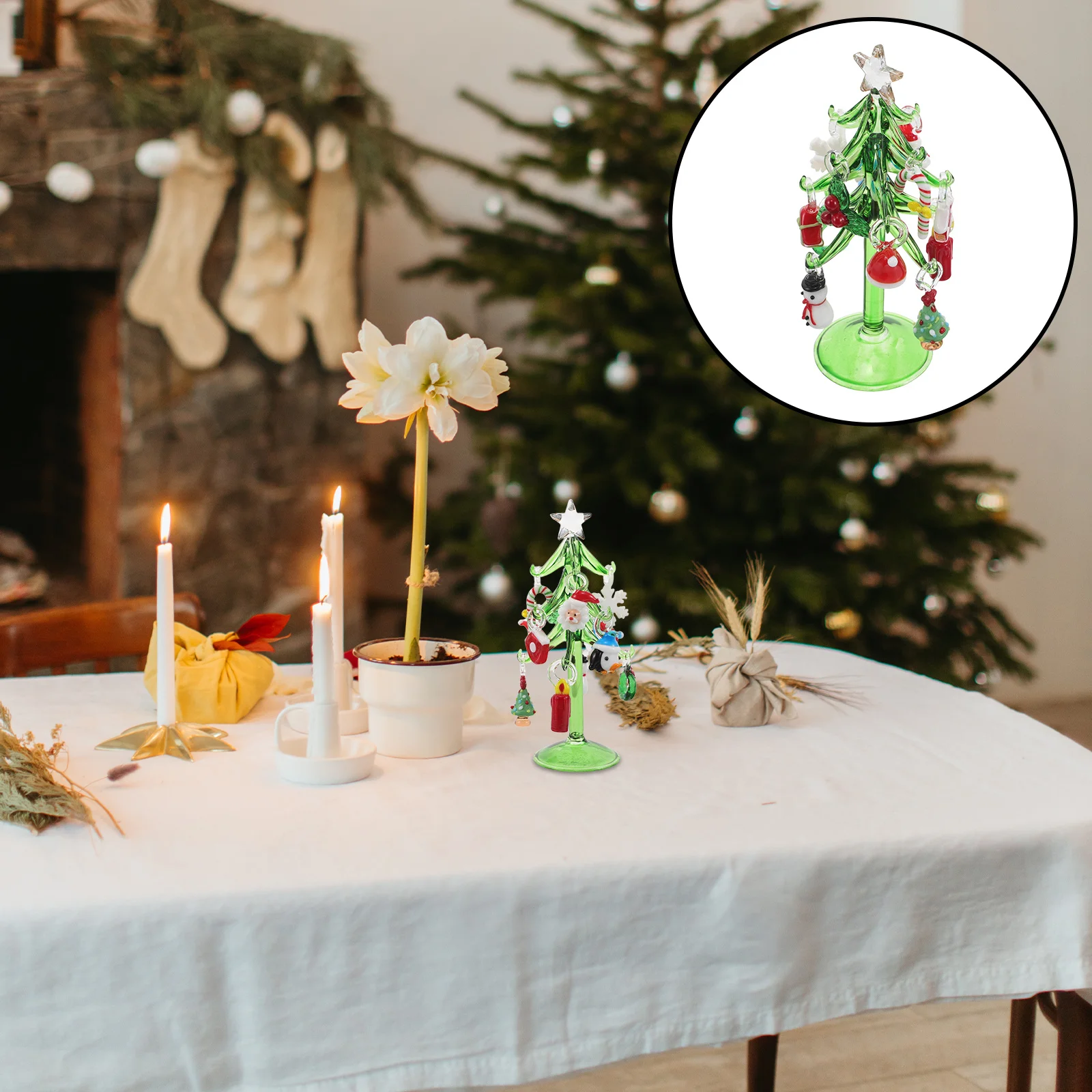 

Crystal Christmas Tree Desk Decoration Miniature Glass Xmas Tree for Holiday Home Decor Dining Table Centerpiece Small Space