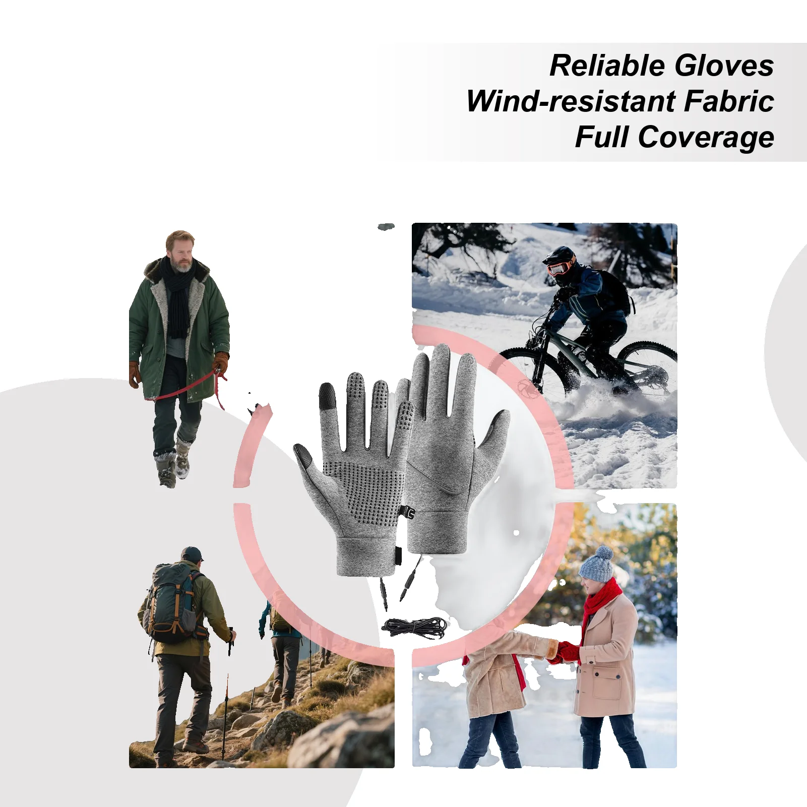 

Перчатки с электрическим подогревом, сенсорный экран, спорт на открытом воздухе, верховая езда, катание на лыжах, бег, вязаные перчатки с подогревом, USB-перчатки с подогревом