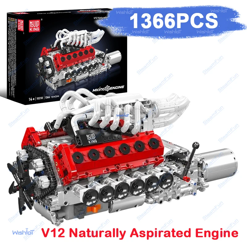 

10210 V12 Naturally Aspirated Engine 1366pcs Building Block Model Small-Particle Assembly Bricks MOC Toys Kids Christmas Gift