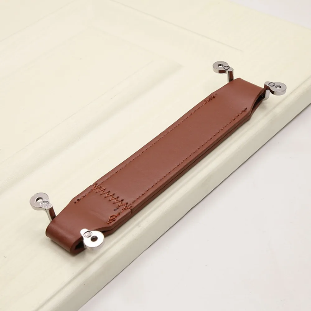 New Soft Leather Handle with Screw PU Portable Cabinet Pulls Sofa Durable Classic Stool Pull Handle