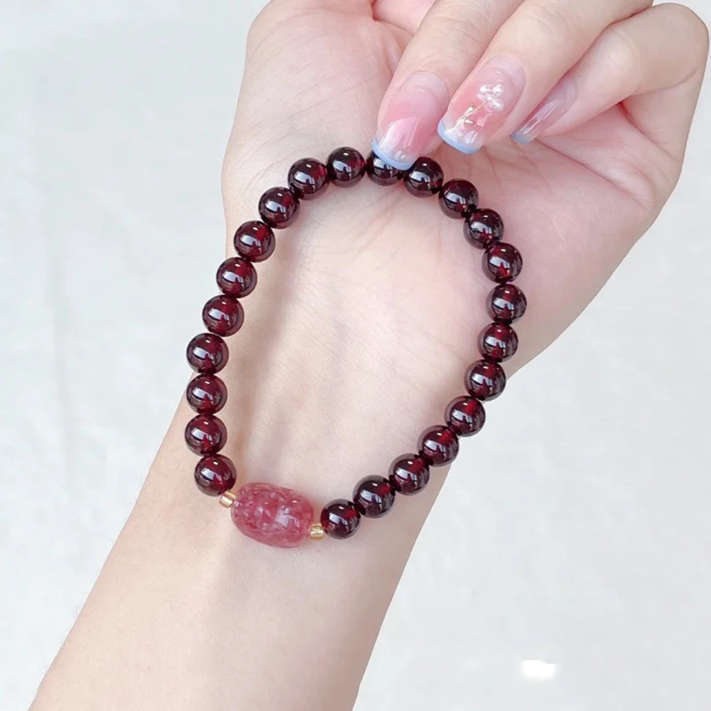 Natural Pomegranate Color Bracelet Luxury Women Jewelry Vintage Jadeite Beaded Accessories Best Selection Gift