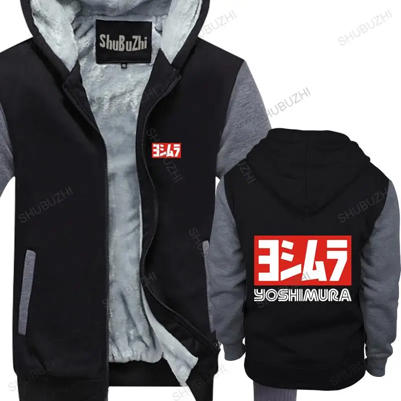 

Man black zipper thick hoodies Yoshimura Japan unisex Outwear men hoody fleece sweatshirt male warm coat