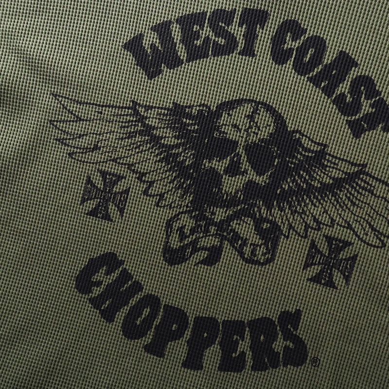 Vintage Skull Wing Graphic Long‑Sleeve Tee Men Army Green Biker Streetwear Sweatshirt Top West Coast  T-shirts