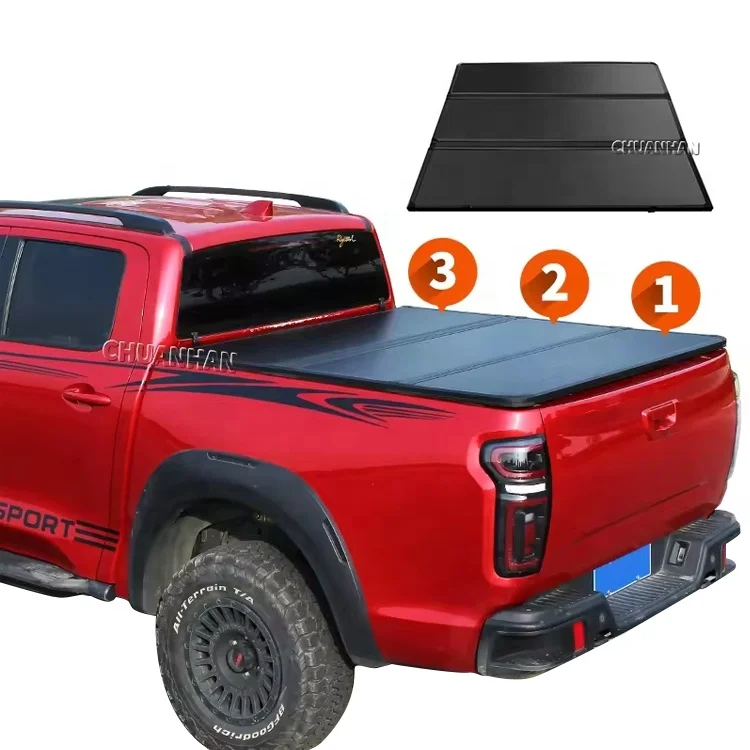 

Benext Pickup Aluminum Tri-Fold Tonneau Cover Hard Folding F150 Bed Cover for Hilux Tundra Ranger Dmax Navara F150