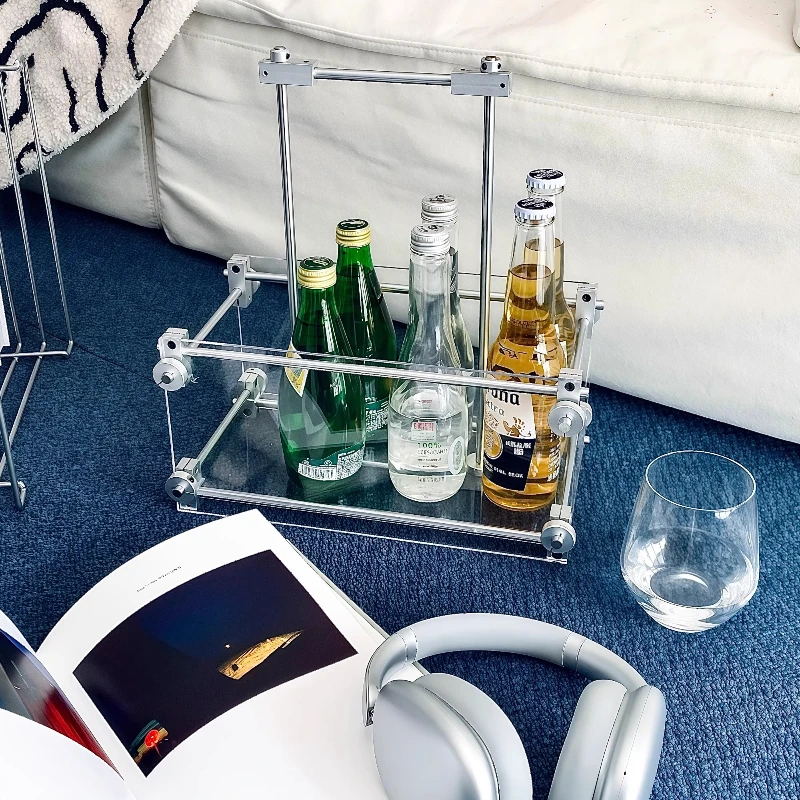 Portable Acrylic Wine Rack for Camping Picnic Drink Holder Creative Kitchen Countertop Organizer Commercial Bar Beverage Display