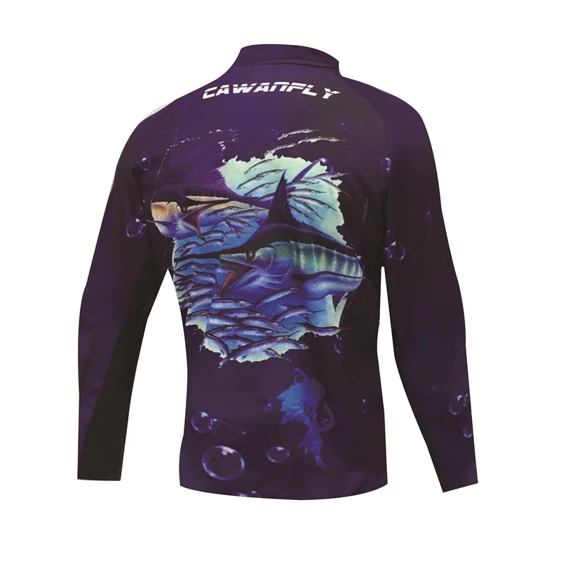 Fishing Shirts Polyester Print Sublimation Quick Dry Wears Clothes Long Sleeve Jerseys Custom  Anti-UV Breathable Sportswear