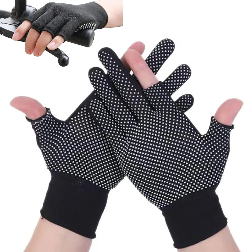 

Women's Half-Finger Slip Breathable Fingerless Summer Sunscreen Dot Anti-Slip Riding Outdoor Men's Leakage Thin Gloves