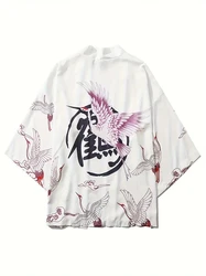 3D Printed Chinese Crane Costume Haori Kimono Shirt Women Men Chinese Style Anime Asian Streetwear Cosplay Cardigan Casual Fashi