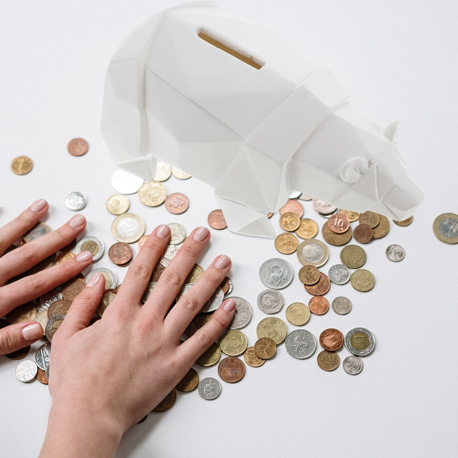 

Arts and Crafts for Adults Bear Theme Coin Bank Holiday Cute Animal Resin Sculpture