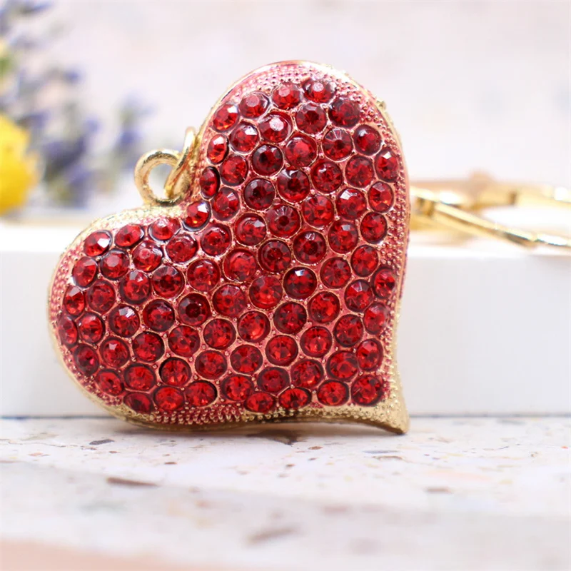 Brand New Heart Crystal Rhinestone Key Chain Holder Women Car Key Chain Bag Pendant