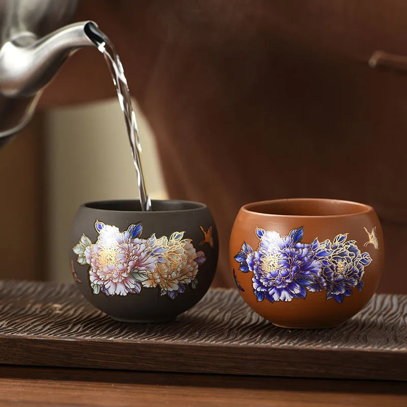 Color Changing Zisha Luohan Tea Cup Single Kung Fu Tasting Cup Discolor With Hot Water Household Tea Drinking Craft Accessory