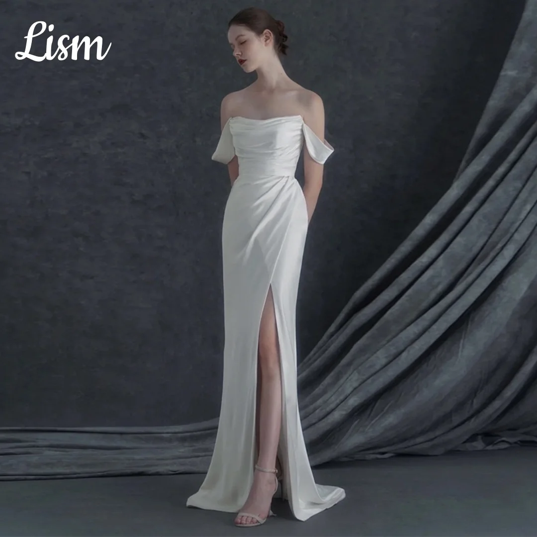 Lism Elegant Wedding Dress Off Shoulder with Scarf Korea Photo shoot Bridal Reception Gown Customized 2026 Evening Dresses