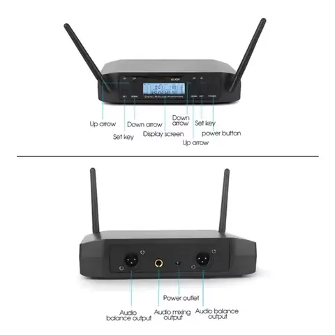 슈어 GLXD4 듀얼 무선 마이크 시스템 UHF 핸드헬드 백팩형 라펠 및 헤드폰 포함 카라오케용 헤드폰 마이크