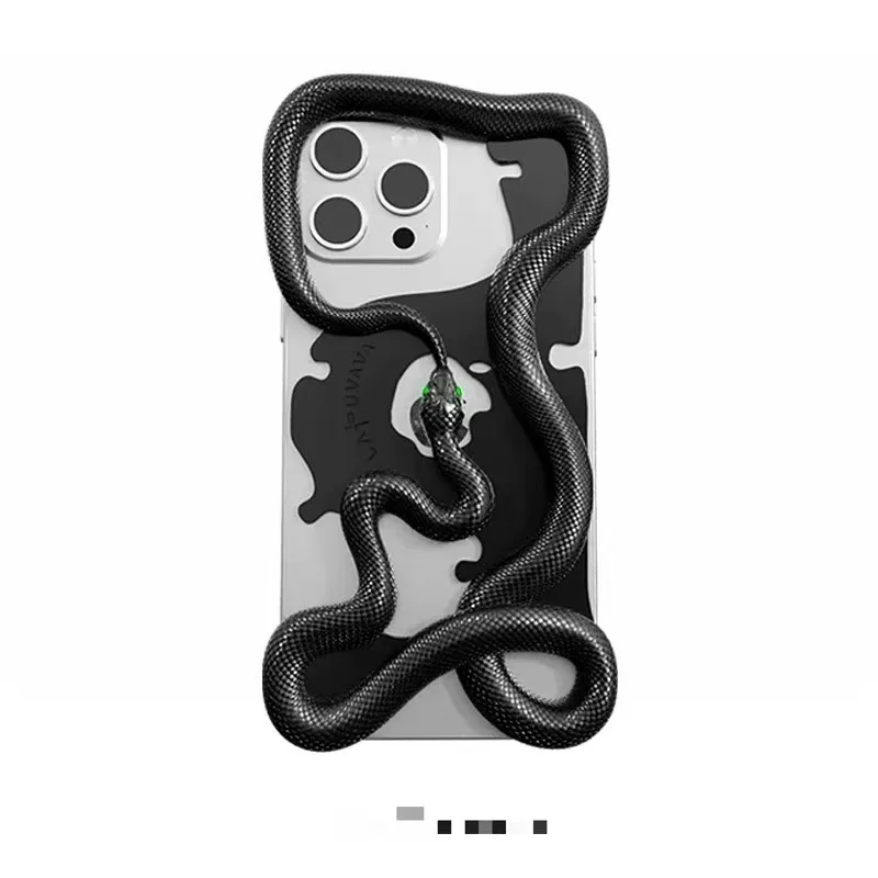 

The mobile phone case is suitable for iPhone, and the tail snake hollowed out decorative case