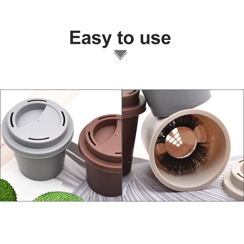 Caja de almacenamiento de pestañas de café, caja de almacenamiento portátil para pestañas postizas, accesorios de maquillaje, organizador, 3 uds.