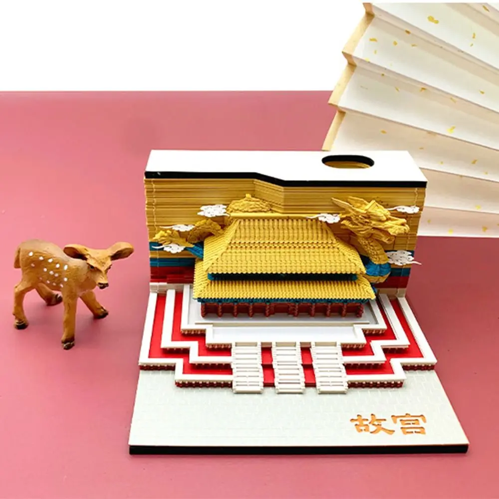 Creative 3D Memo Notepad Calendar Chinese Museum Paper Carving Art Handmade Crafts Notepad DIY China Landmark Buildings