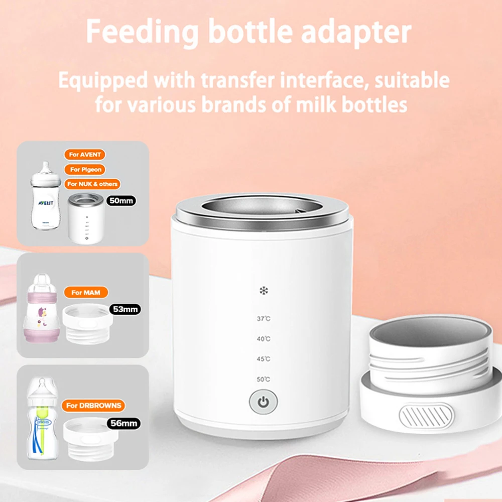 Portable Baby Milk Bottle Warmer Wireless Milk Heater Defrosting & Heating Dual Modes 4 Levels Temperature Built-in Battery